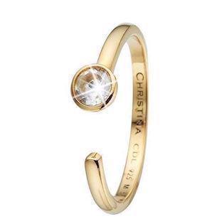 Christina Collect Forgyldt sølv Magical Topaz blank solitære ring med hvid topaz, model 2.11.B-59
